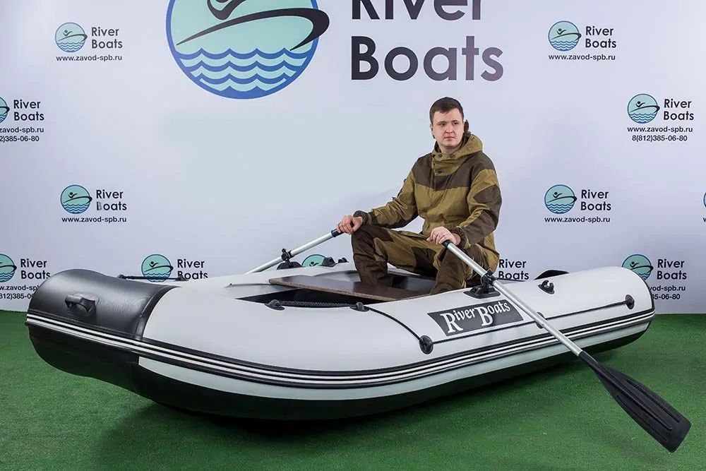 Надувная лодка ПВХ, RiverBoats RB 330 НДНД, черно-серый