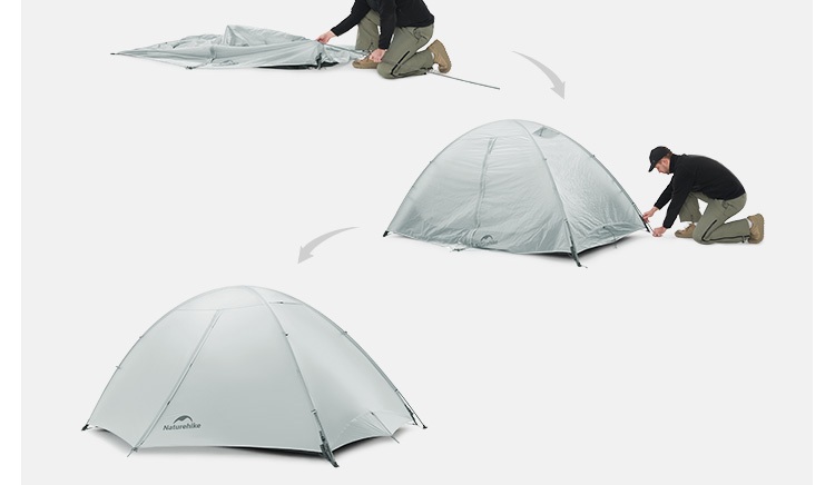 Палатка Naturehike Jiling UL 1-местная, алюминиевый каркас, сверхлегкая, серая