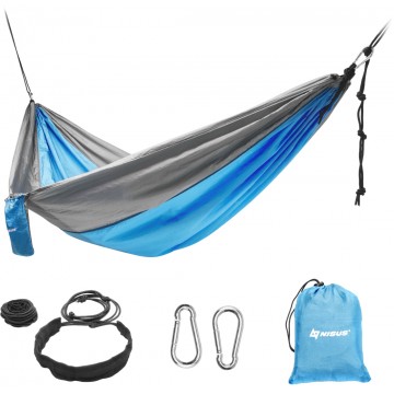 картинка Гамак без планок NISUS 140х260см нейлон 210T голубой/серый