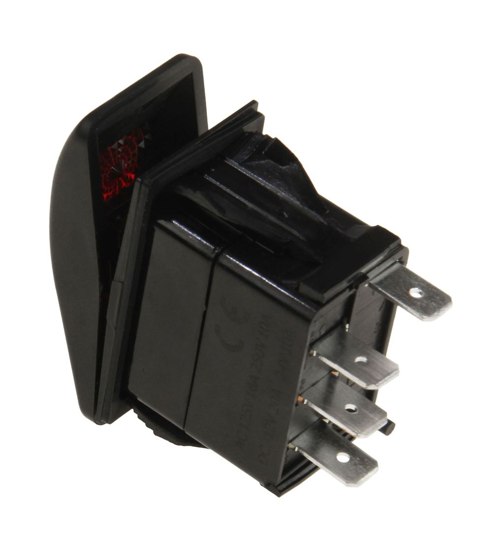 картинка Переключатель трехпозиционный ON-OFF-ON 12 В/20А 4Р с подсветкой