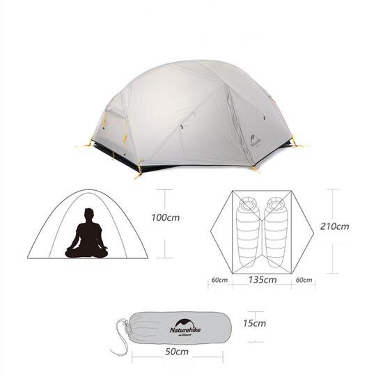 картинка Палатка  Naturehike Mongar NH17T007-M  20D,двухместная сверхлегкая, зелено-белая, 6927595726051