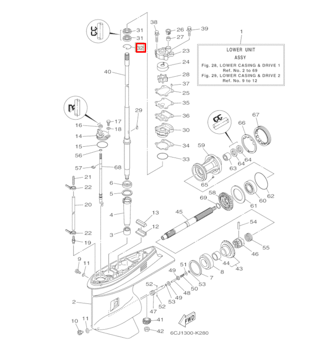 картинка Стопорное кольцо редуктора (934-50401-65) Yamaha F40-70