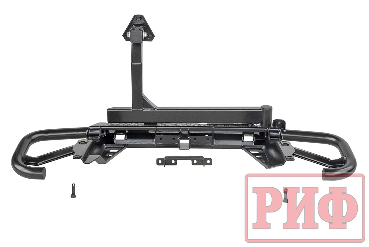 картинка Бампер задний РИФ Toyota Land Cruiser Prado 120 c квадратом под фаркоп и калиткой