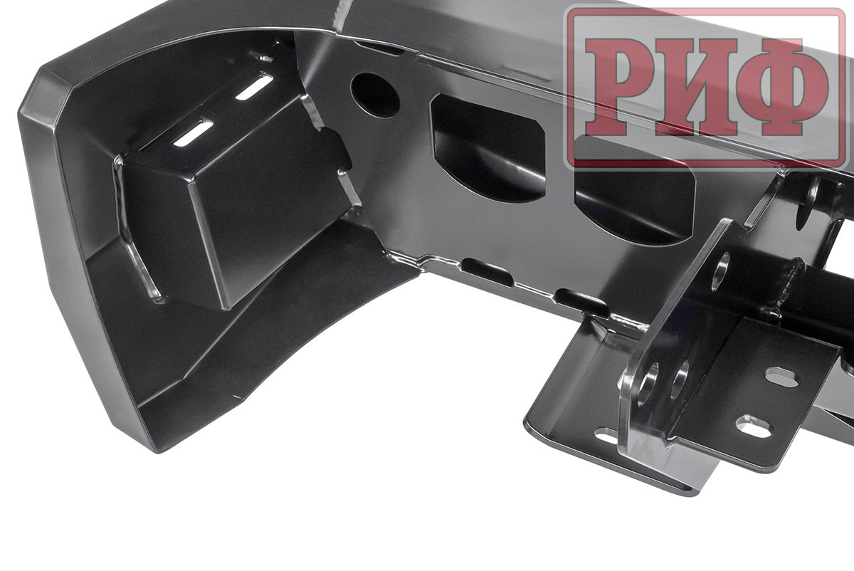 картинка Бампер задний РИФ Toyota Tundra 2007+ с квадратом под фаркоп, 2-мя калитками и фонарями