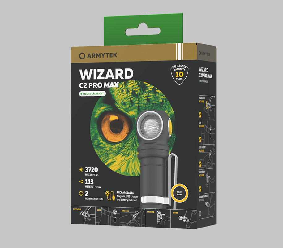 картинка Налобный фонарь ARMYTEK WIZARD C2 PRO MAX МАГНИТ USB ТЕПЛЫЙ