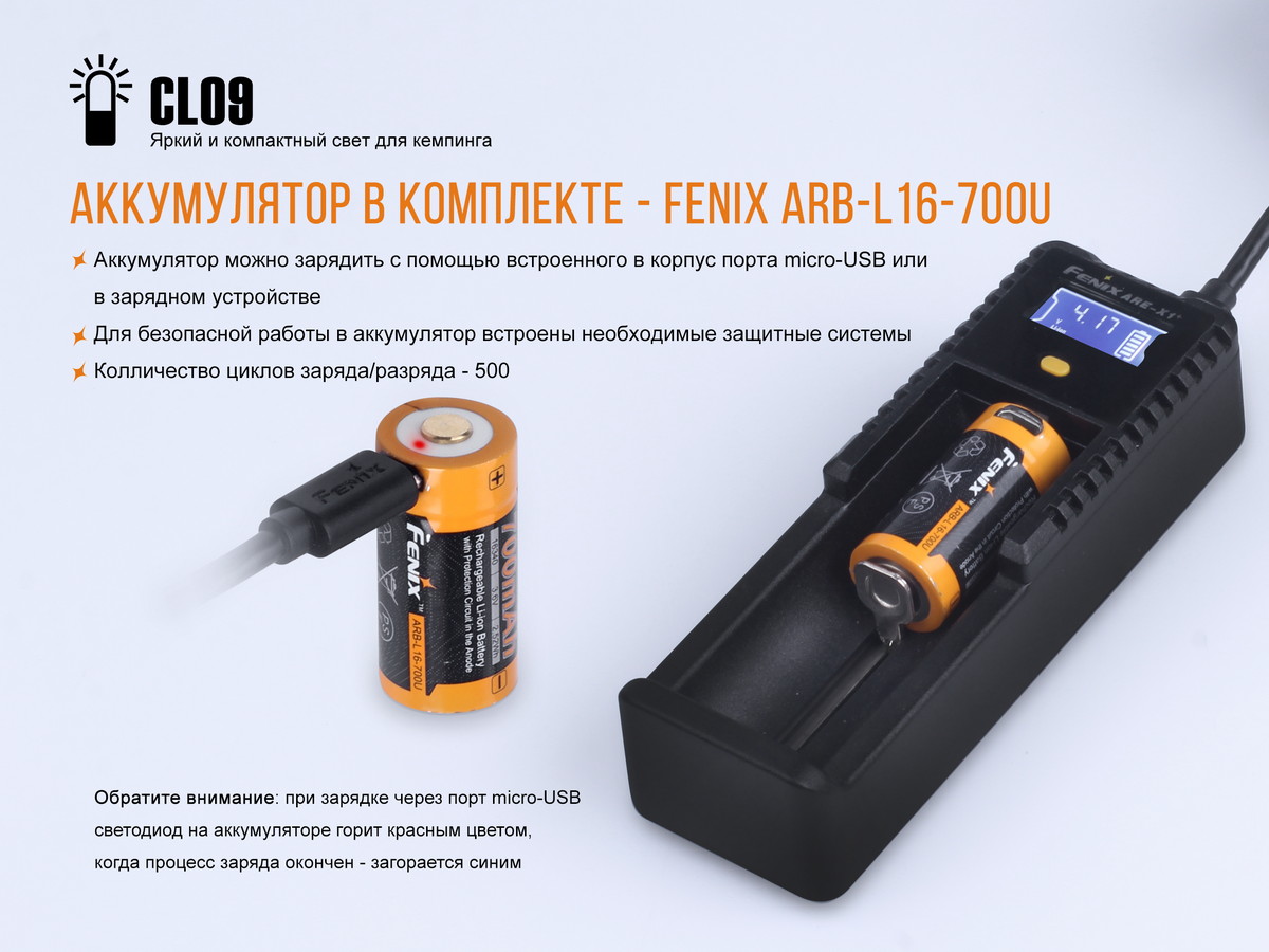 картинка Фонарь Fenix CL09 серый