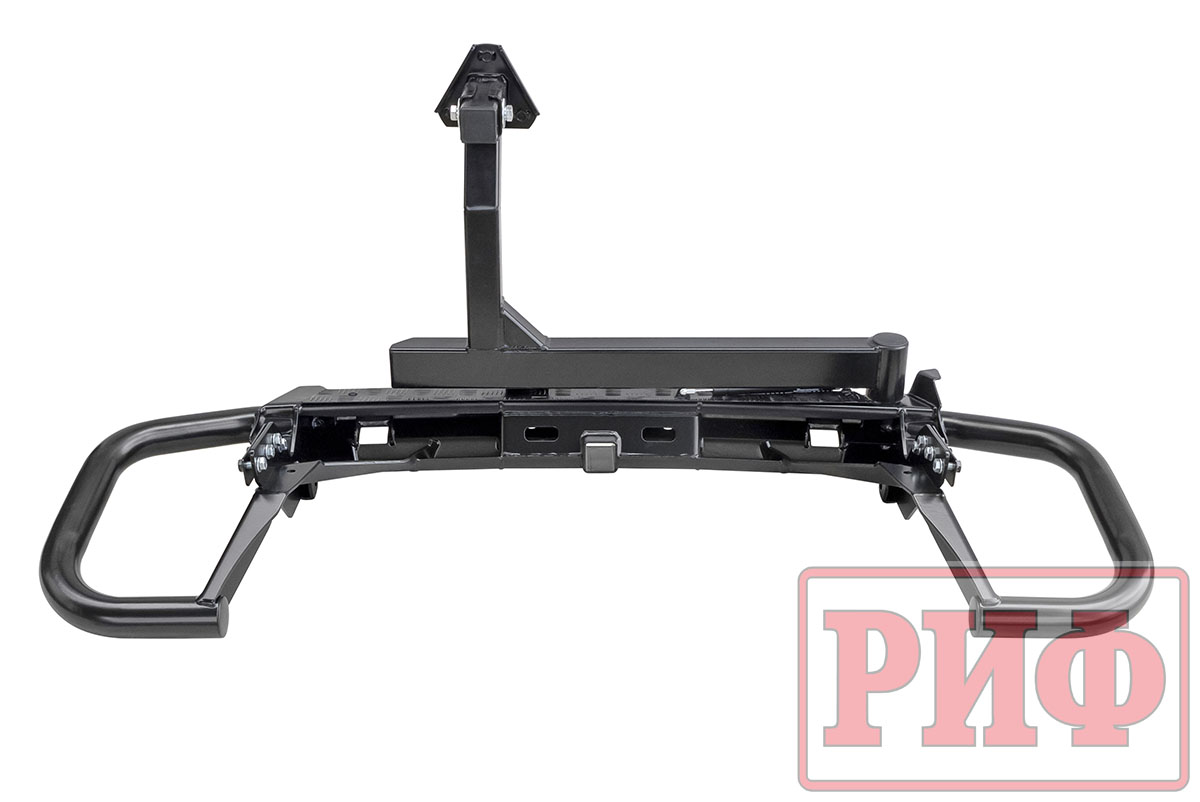 картинка Бампер задний РИФ Mitsubishi Pajero Sport 2015+ c квадратом под фаркоп, калиткой, подсветкой номера