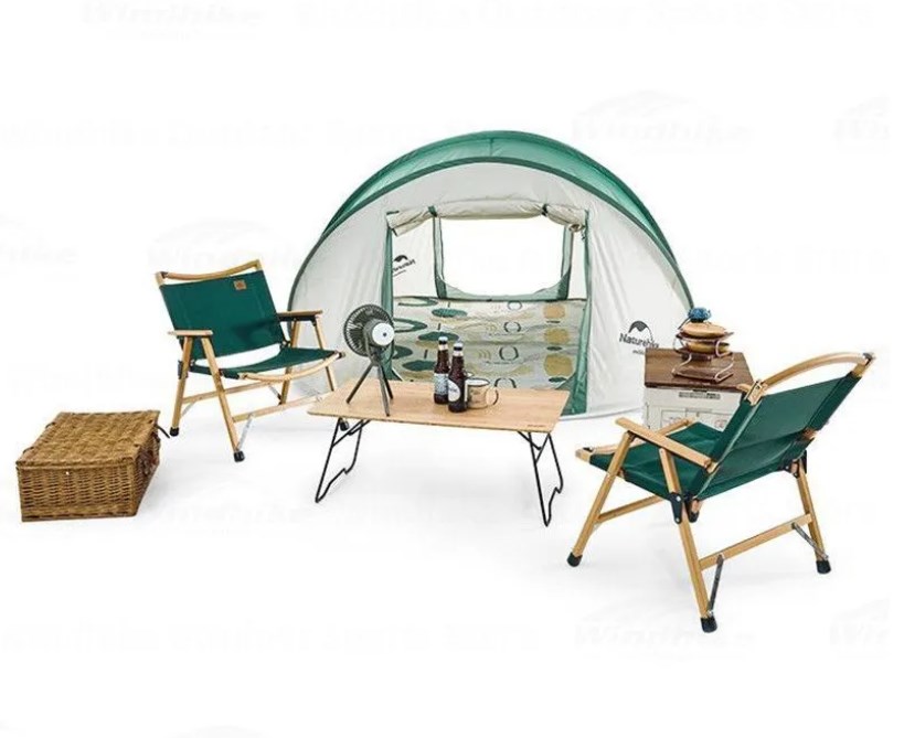 картинка Палатка Naturehike, 4-местная, быстросборная, каркас фиберглас, серо-зеленая