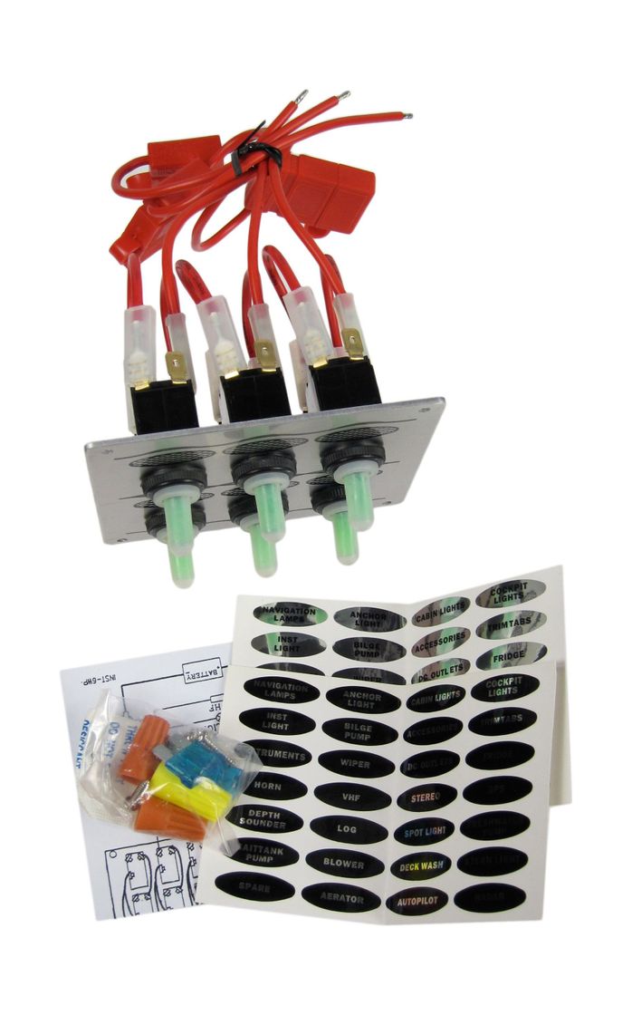 картинка Панель бортового питания 6 переключателей, серебристая