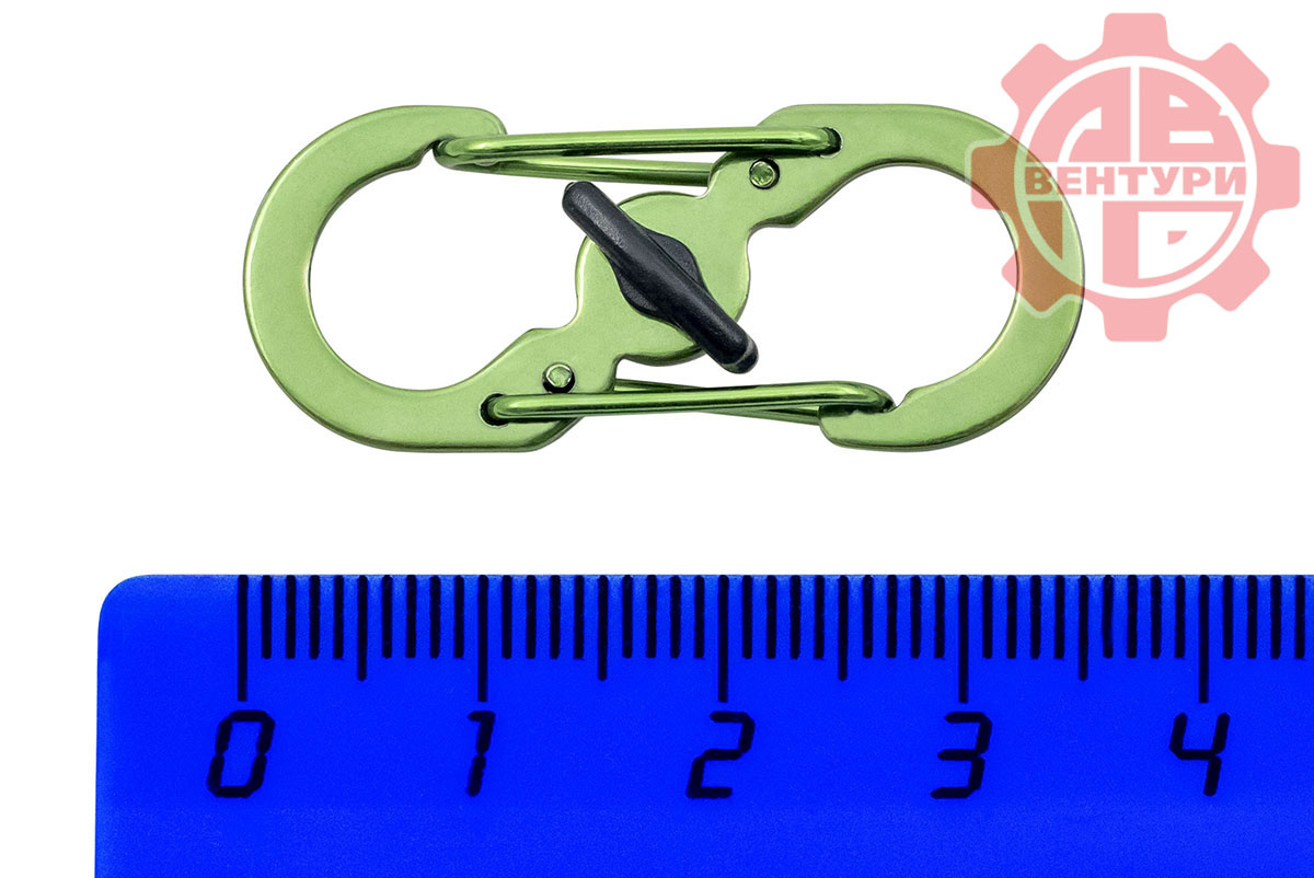картинка Карабин s-образный с блокировкой 36мм (green)