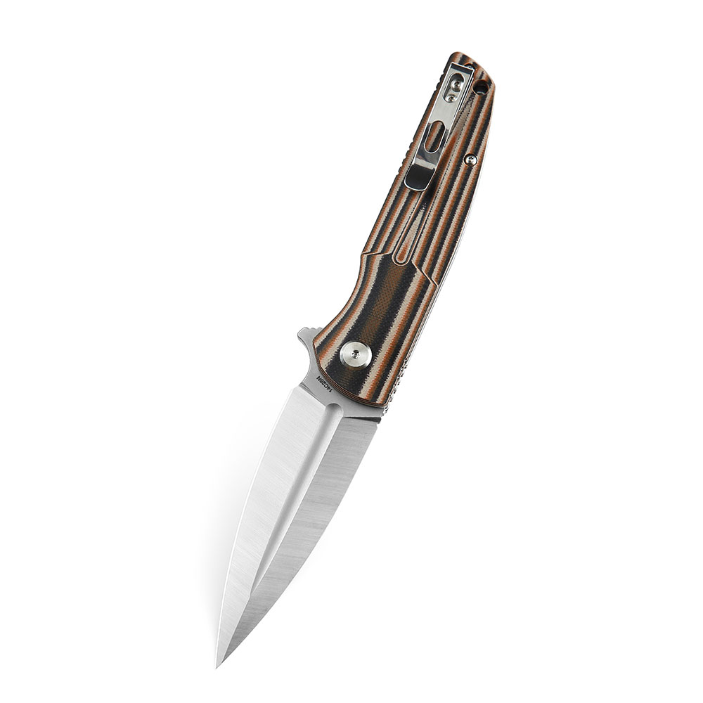 картинка Нож Bestech Fin сталь 14C28N, рукоять G10 черно-оранжевая-бежевая