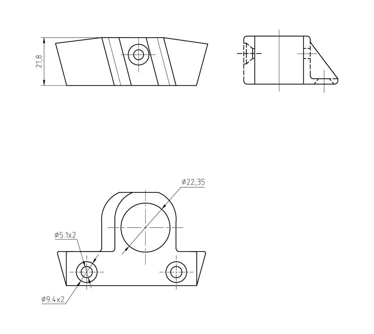 картинка Кронштейн для трапа правый 7/8" (22 мм)