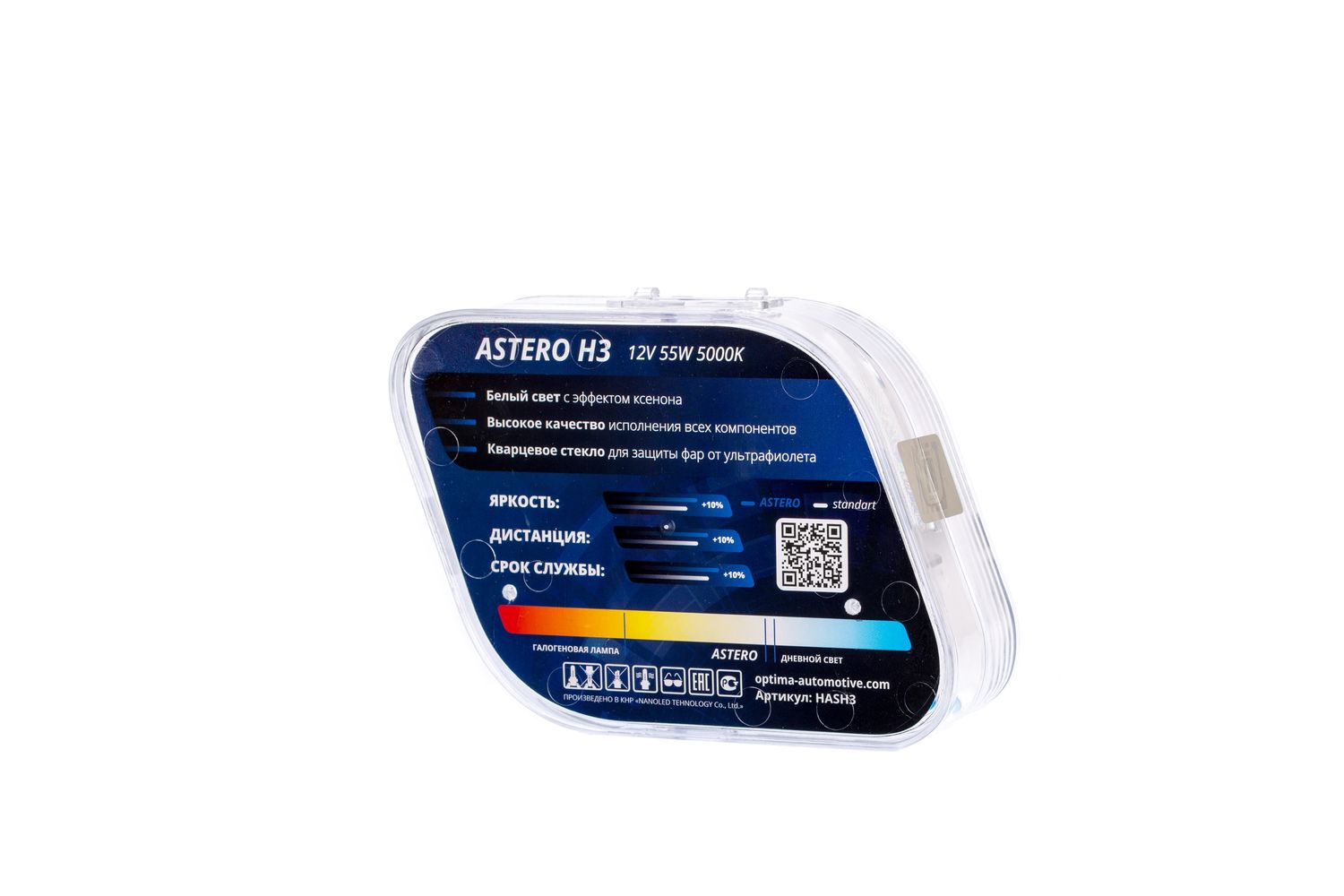 Галогенные лампы Optima Astero H3 +80% White 5000K, 12V, 55W