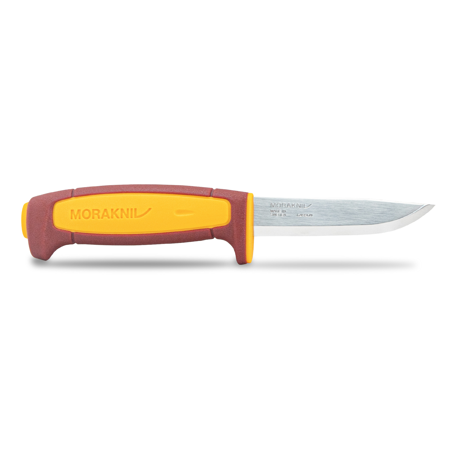 Нож Morakniv Basic 511 лимитированный 2023 углеродистая сталь, пласт. ручка (красная) желтая вставка, 14146