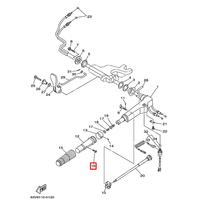 картинка Винт ручки румпеля Yamaha (YUELANG)