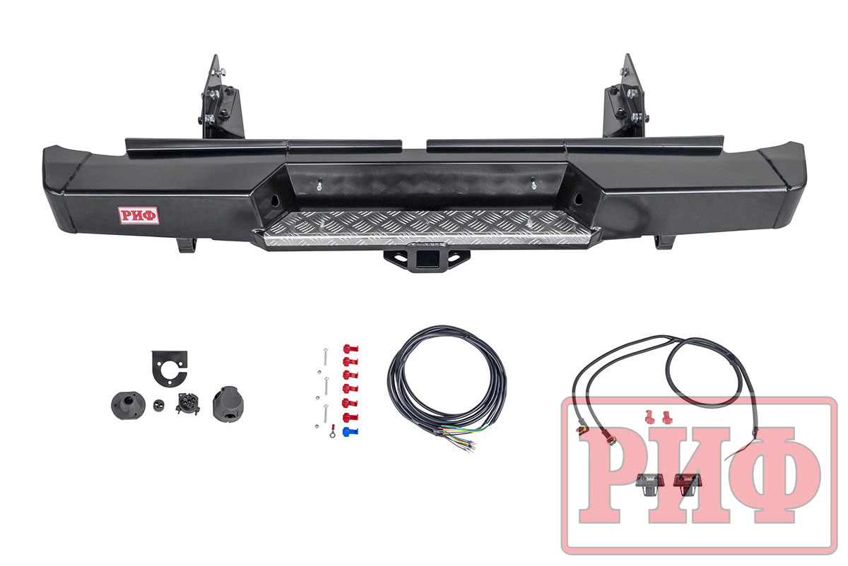 картинка Бампер задний РИФ Mitsubishi L200 2019+ с квадратом под фаркоп