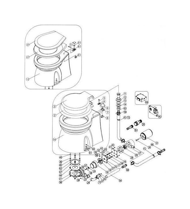 картинка Унитаз с электрической помпой 24 В