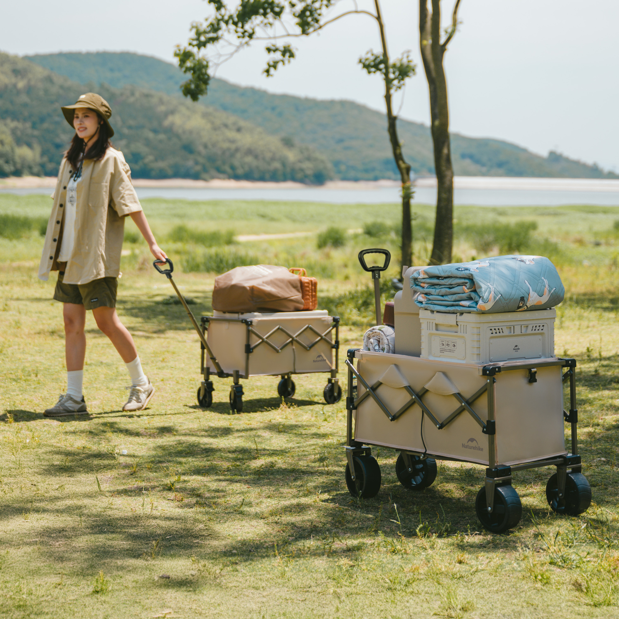 картинка Тележка туристическая Naturehike Light 75х45,5х91 см, 70 л, коричневая