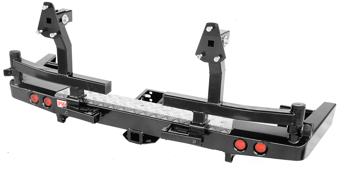 картинка Бампер задний РИФ УАЗ Патриот 2015+ с квадратом под фаркоп и 2-мя калитками стандарт