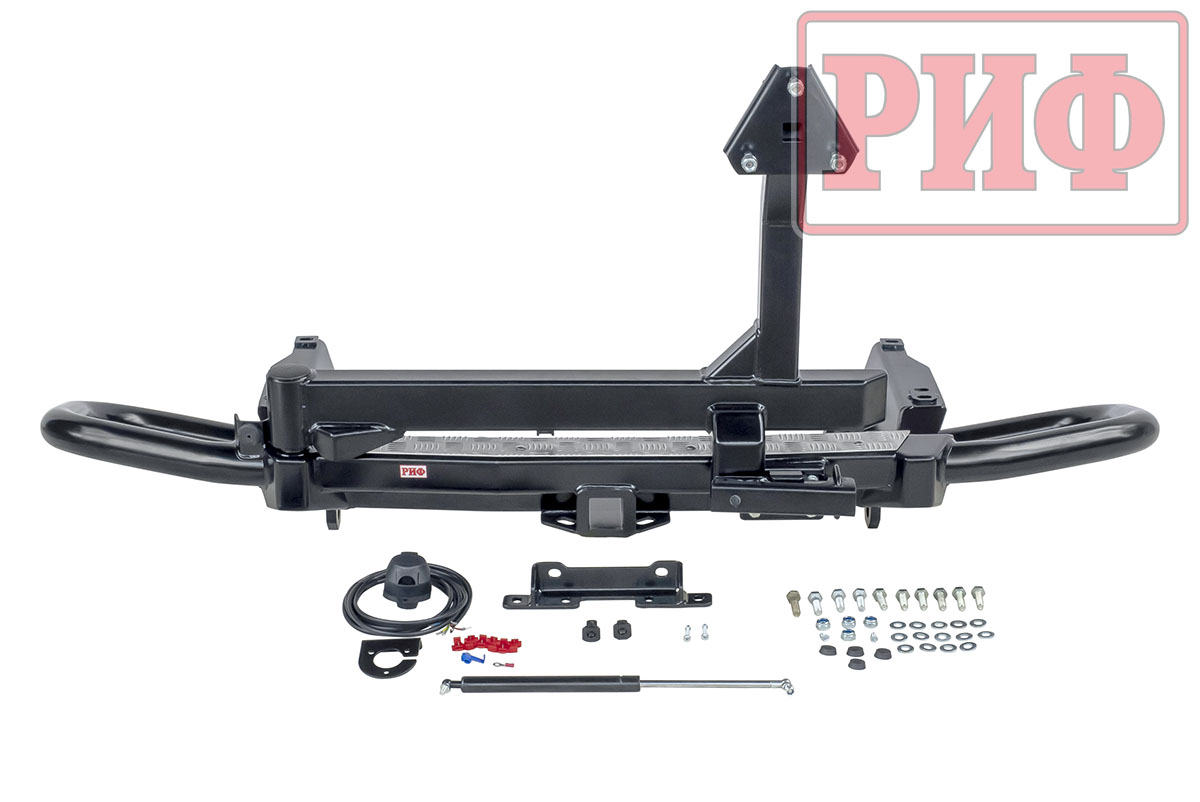 картинка Бампер задний РИФ Toyota Land Cruiser Prado 150 c квадратом под фаркоп и калиткой