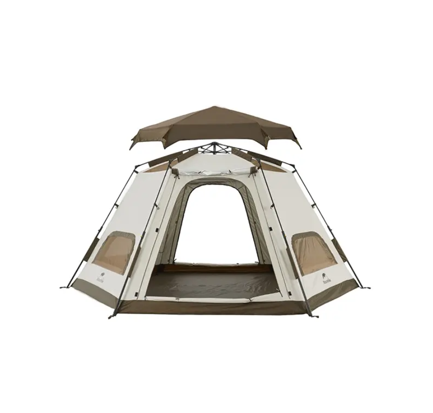 картинка Палатка Naturehike Hexagonal 3-4-местная, автоматическая, хаки (бежевая)