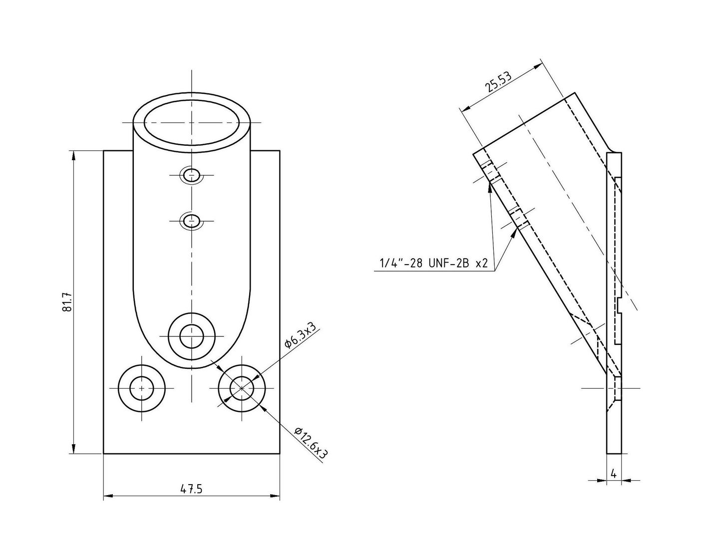 картинка Основание стойки леера 1"(25,4 мм), 30 град, прямоугольное