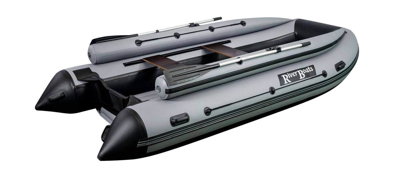 картинка Надувная лодка ПВХ, RiverBoats RB 370 НДНД, ф/б, черно-серый