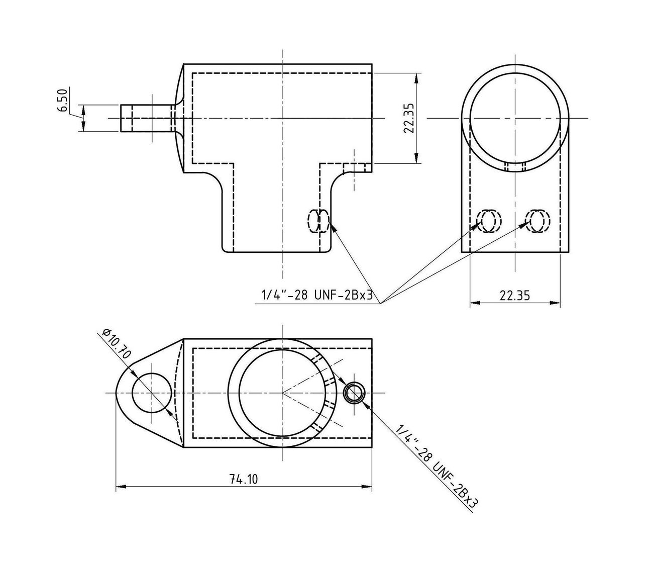 картинка Тройник леера 7/8" (22,2 мм), 90 град с петлей
