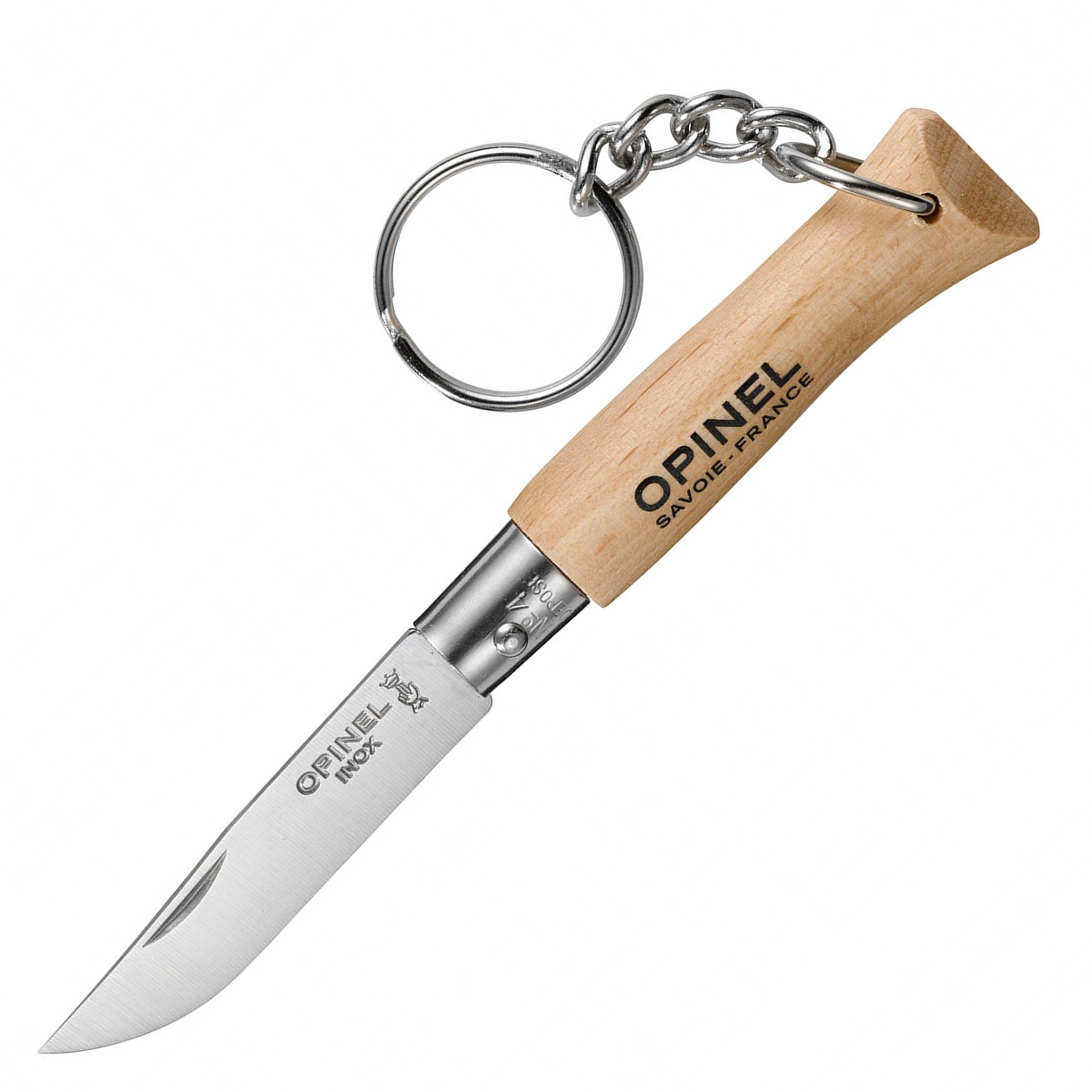 картинка Нож-брелок Opinel №4, нержавеющая сталь, бук, 000081