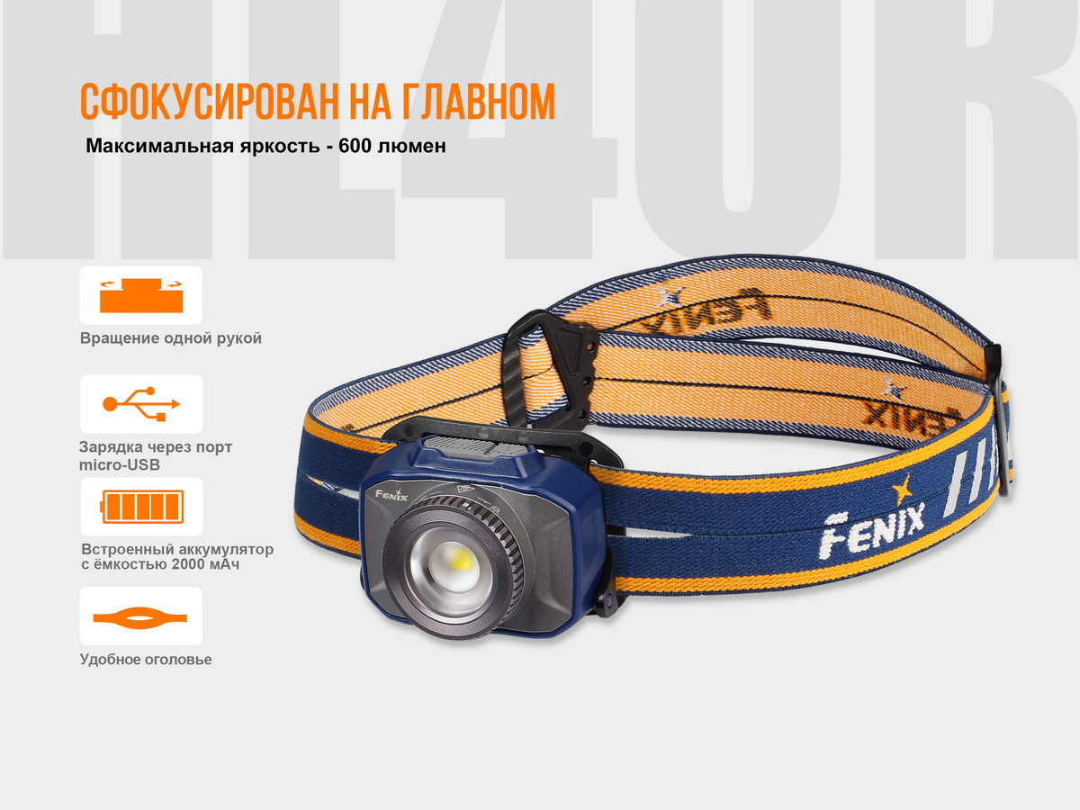 картинка Налобный фонарь Fenix HL40R Cree XP-LHIV2 LED серый