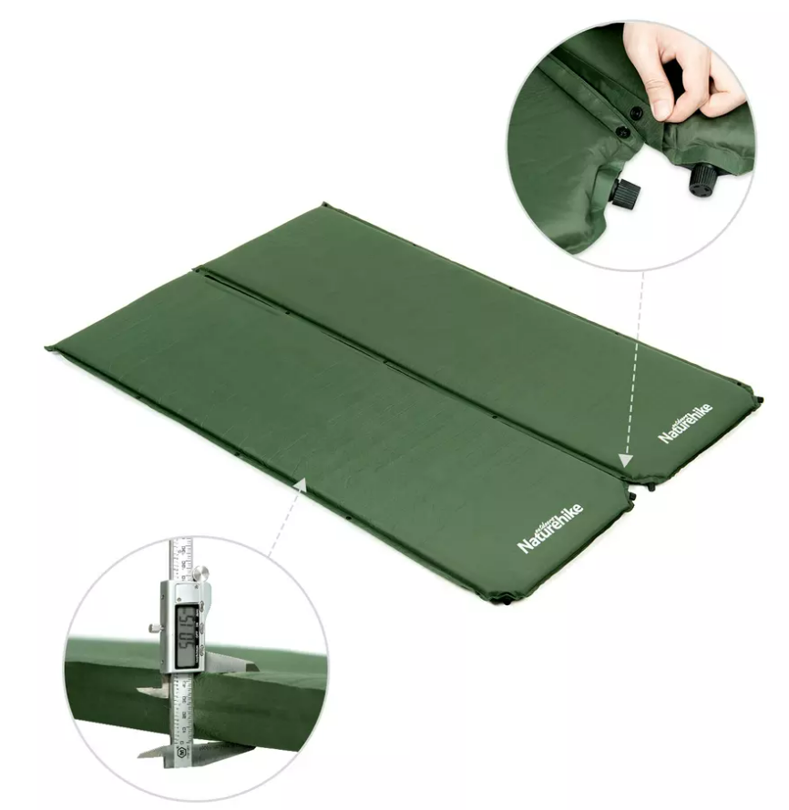 картинка Коврик самонадувающийся Naturehike, 200х63х5 см, зеленый