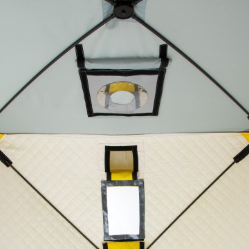 картинка Палатка зимняя HELIOS утепленная Куб 1,5х1,5 (желтый/серый)