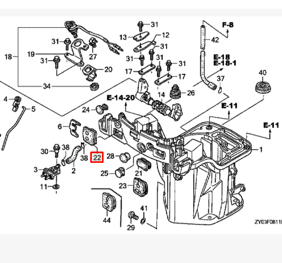 картинка Уплотнение тросов газа в поддон BF8-20 (Honda)