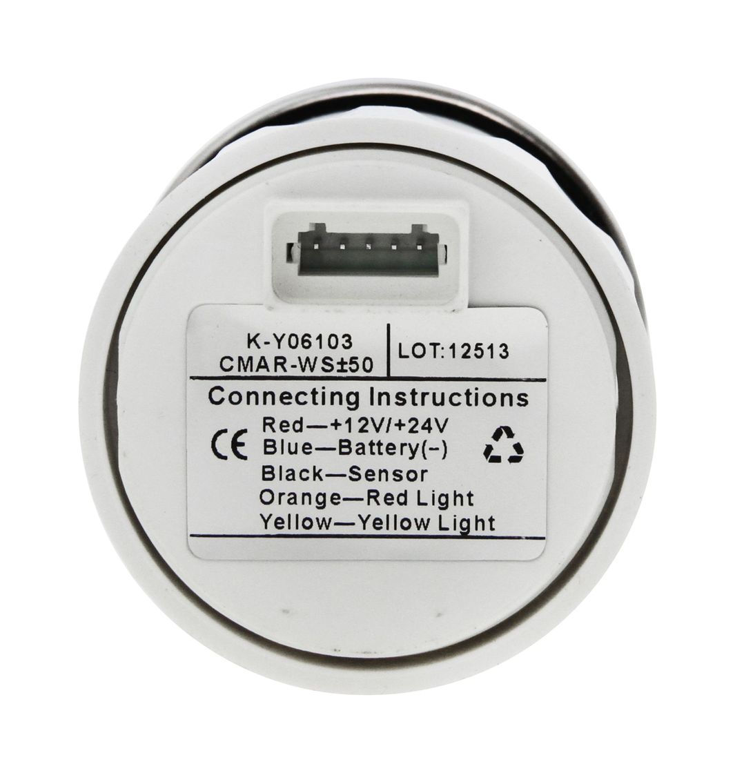 картинка Амперметр аналоговый -/+50 А, белый циферблат, нержавеющий ободок, д. 52 мм