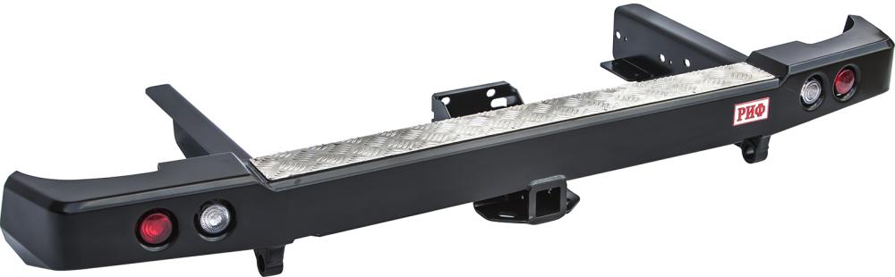 картинка Бампер задний РИФ УАЗ Патриот (пикап) с квадратом под фаркоп и фонарями лифт