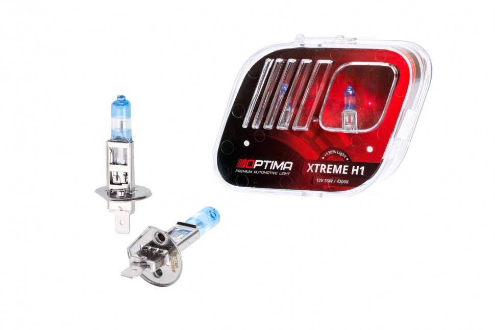 Галогенные лампы Optima Xtreme H1 +130% light 4200K, 55W, 12V