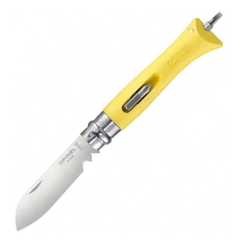 картинка Нож Opinel №09 DIY, нержавеющая сталь, сменные биты, желтый, 001804