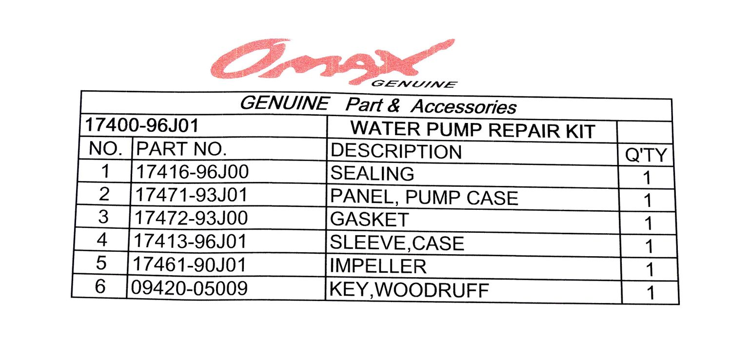 Ремкомплект помпы Suzuki DF150/175, Omax