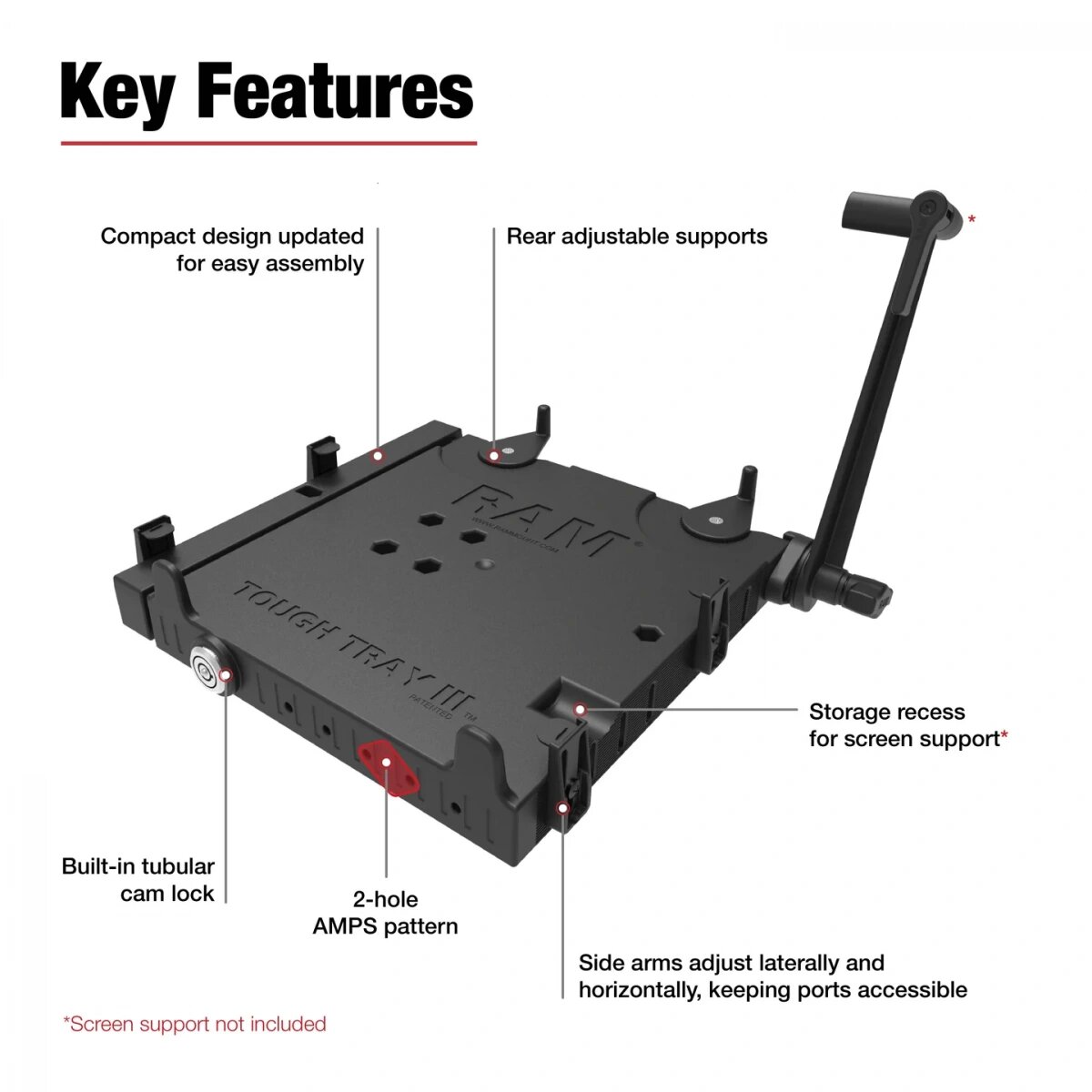 VK-33734 Подпружиненный поднос для ноутбука RAM Tough-Tray III