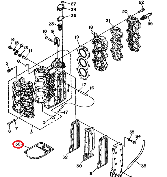 картинка Прокладка под блок Yamaha 30 (Omax)