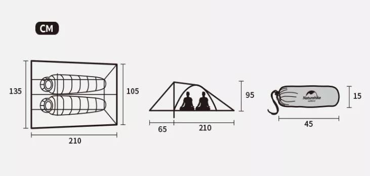 картинка Палатка Naturehike Outdoor 2-местная, алюминиевый каркас, сверхлегкая, голубой