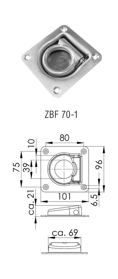 картинка Петля крепления груза 96х101х24,  ZBF 70-1 (W 6775), WINTERHOFF