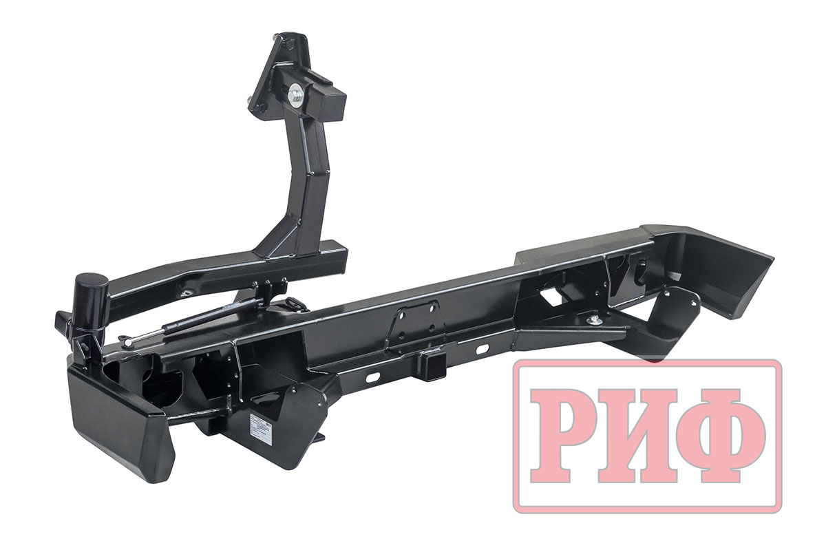 картинка Бампер задний РИФ Toyota Land Cruiser 78 с квадратом под фаркоп, калиткой и фонарями