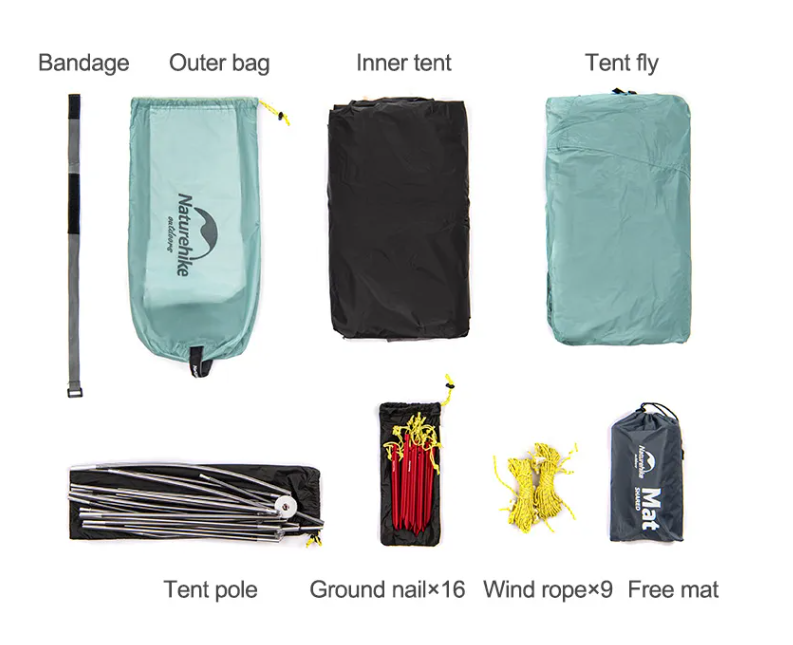 картинка Палатка Naturehike Outdoor 2-местная, алюминиевый каркас, сверхлегкая, голубой