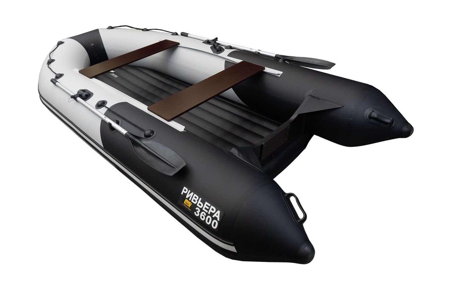 картинка Надувная лодка ПВХ, Ривьера Компакт 3600 НДНД Комби, светло-серый/черный