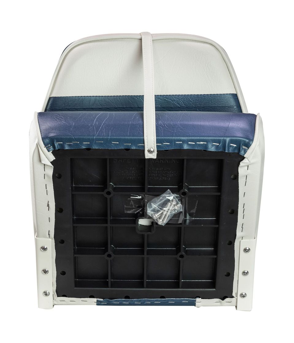 картинка Кресло складное мягкое ECONOMY с высокой спинкой, цвет белый/синий