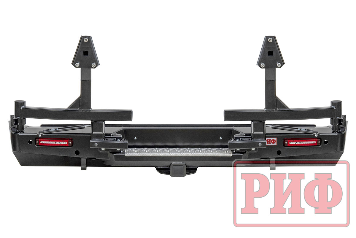 картинка Бампер задний РИФ Toyota Tundra 2007+ с квадратом под фаркоп, 2-мя калитками и фонарями