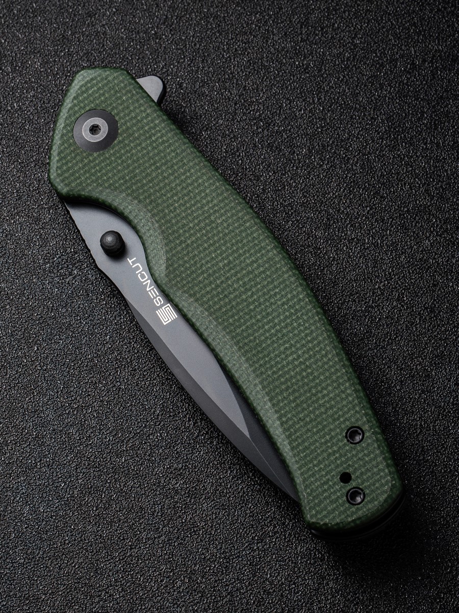 картинка Складной нож SENCUT Slashkin D2 Steel Black Handle Green Canvas Micarta