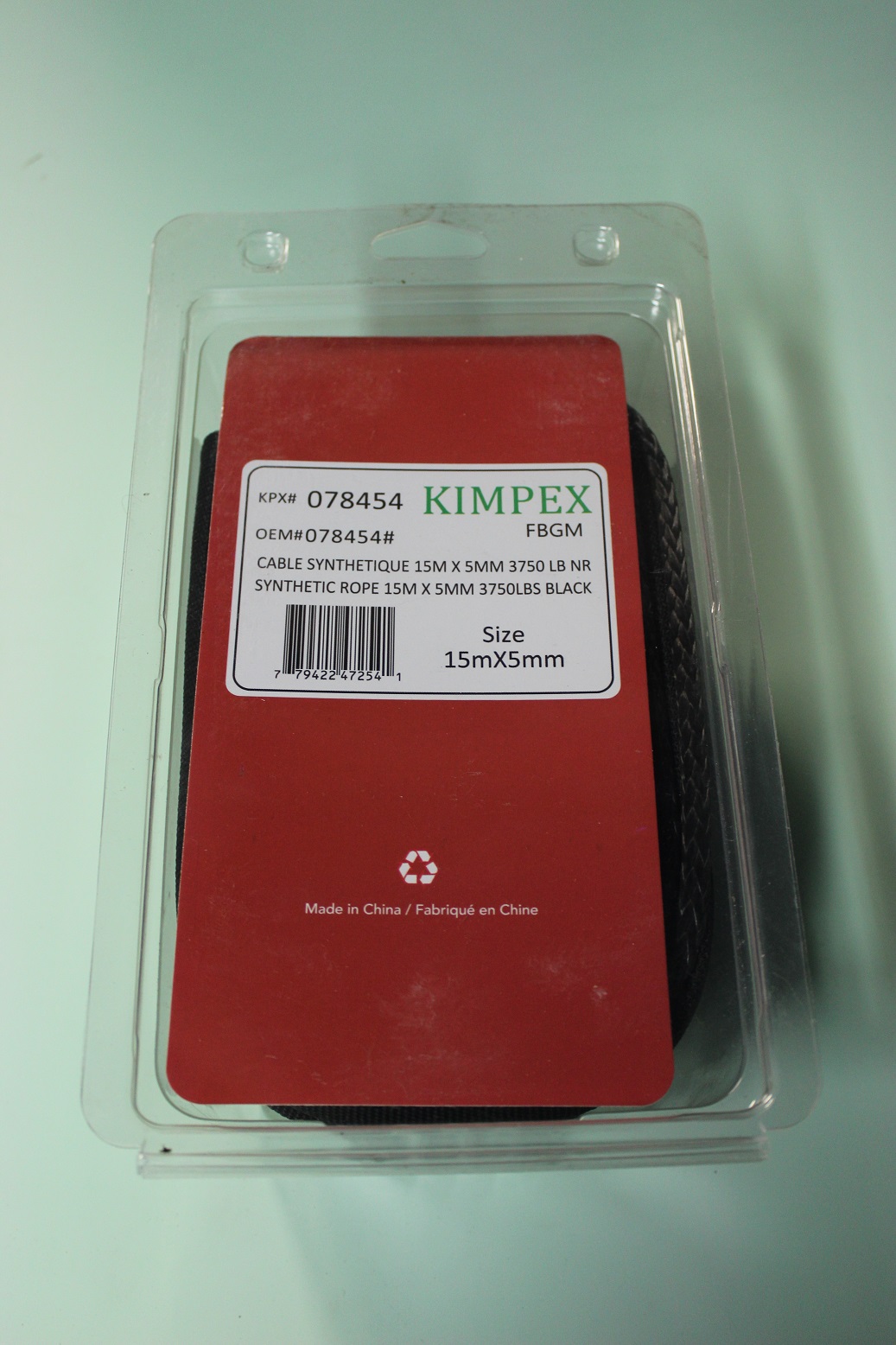 картинка Синтетический трос лебедки для квадроцикла Kimpex 15м х 5мм, с коушем
