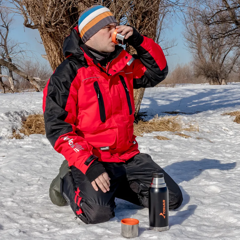 картинка Термос ТОНАР 1000 мл. Черный (2 крышки-кружки) с чехлом